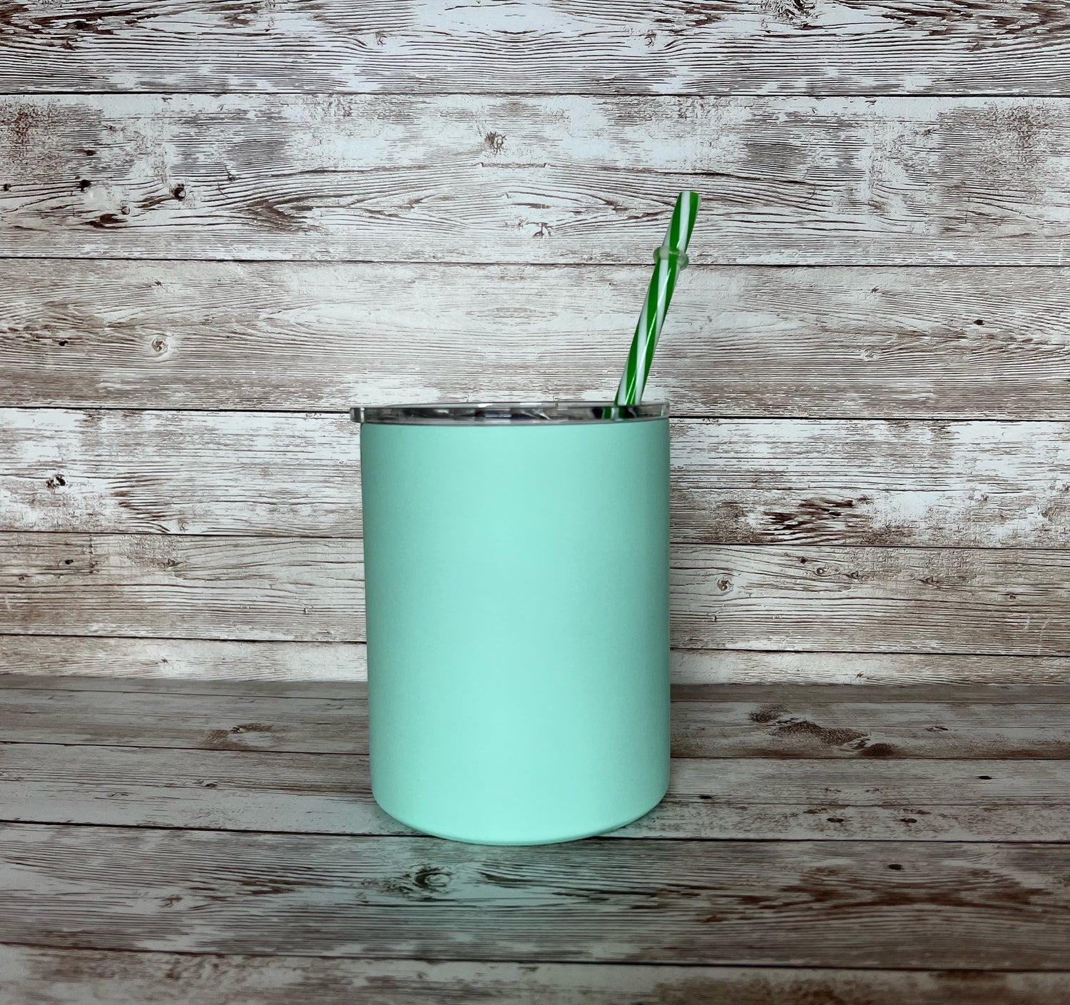 Mint Green Stainless Steel Tumbler with Straw